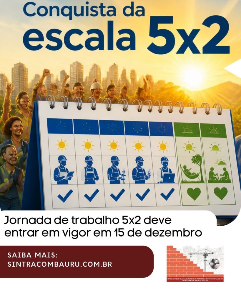 Jornada de trabalho 5×2 deve entrar em vigor em 15 de dezembro
